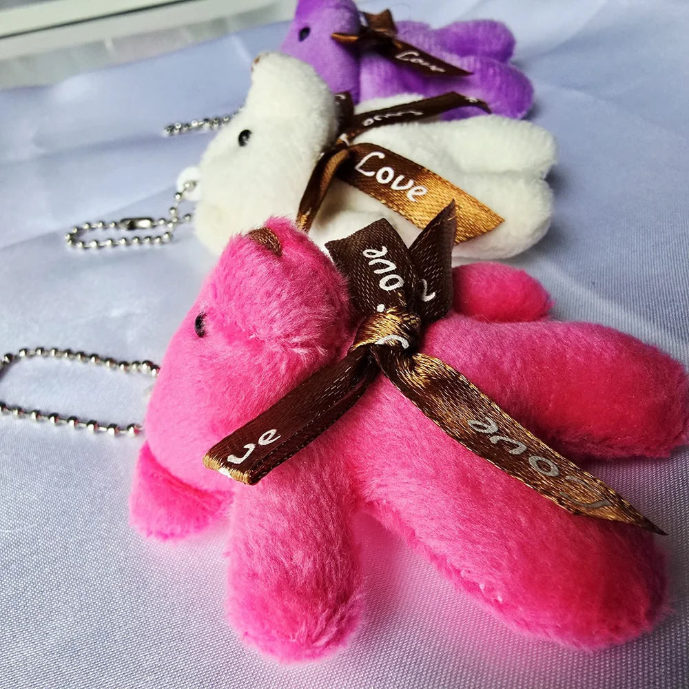 3‎ Pcs. Plush Bear Keychain - Pink, White, Purple